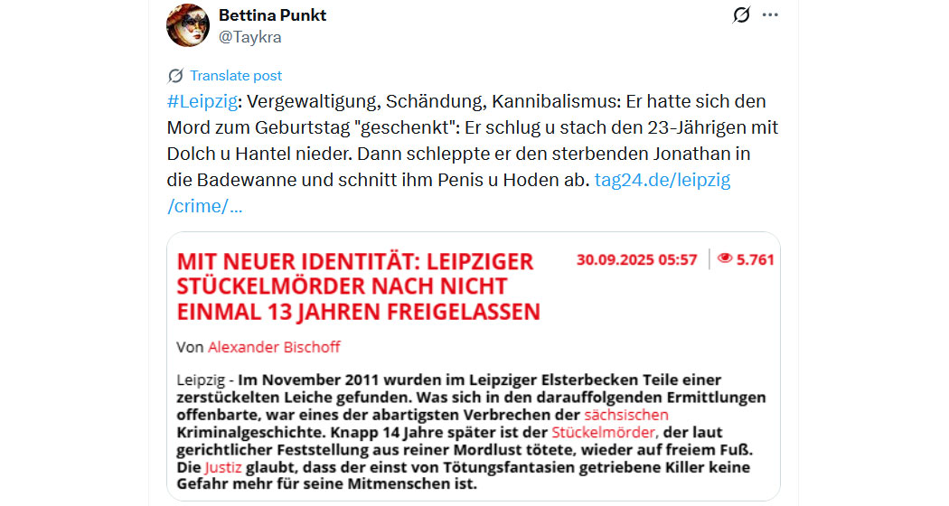 Stückelmörder nach nicht einmal 13 Jahren freigelassen