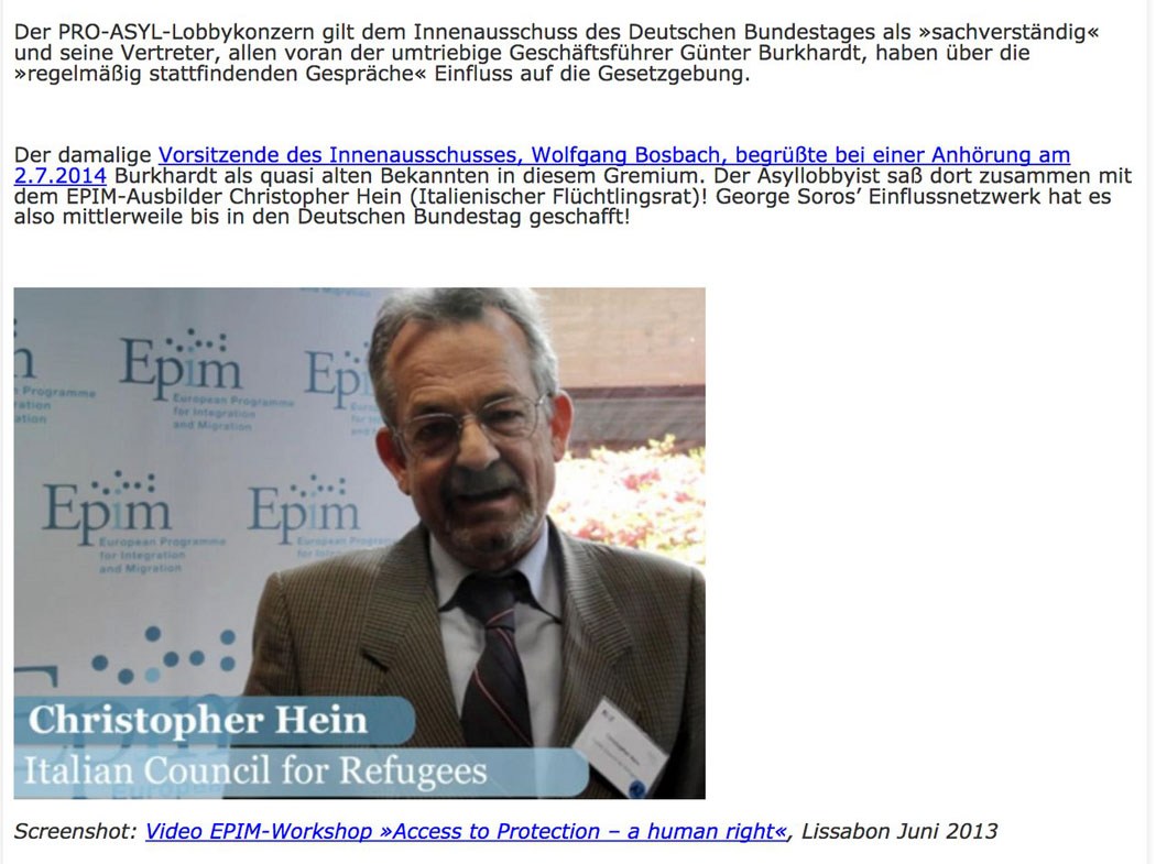 Christopher Hein - Betreutes Fliehen: Soros und das Netzwerk um PRO ASYL - berlin-athen.eu