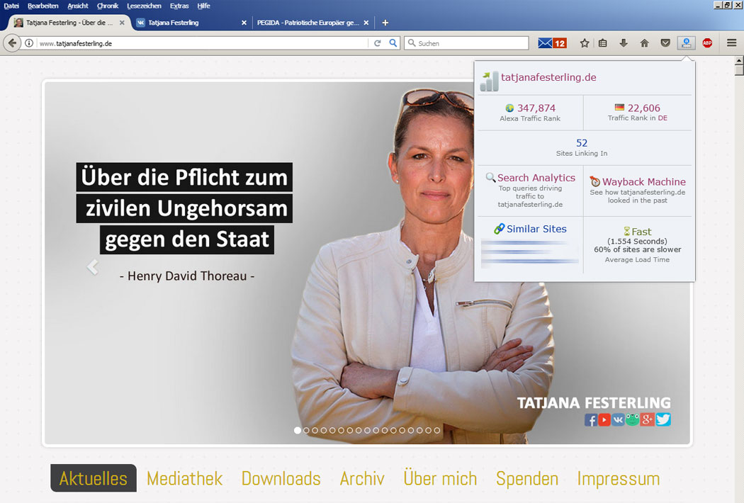 Tatjana Festerling - Alexa TrafficB Ranking - 29.04.2018