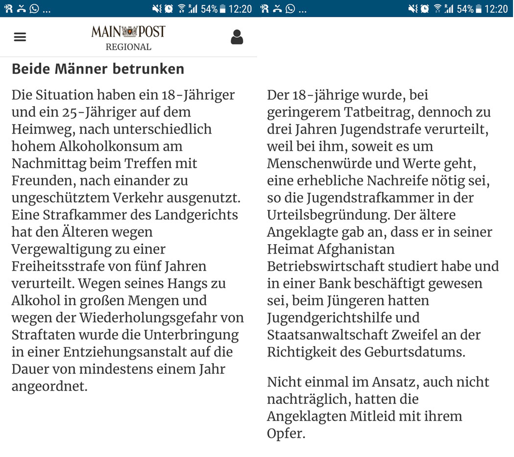 Mainpost nimmt Artikel über afghanischen Ficki-Ficki-Betriebswirt vom Netz