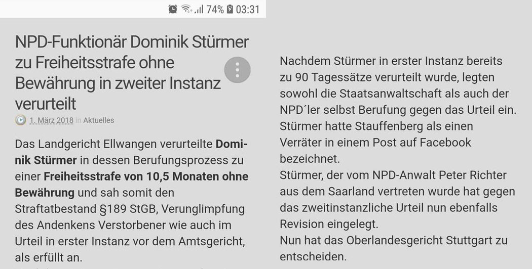 NPD-Funktionär zu Geldstrafe verurteilt