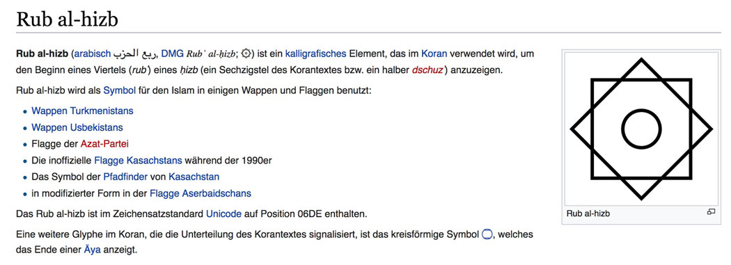 Na so was aber auch - über Nacht wurde der Rub al-hizb Beitrag bei Wikipedia geändert