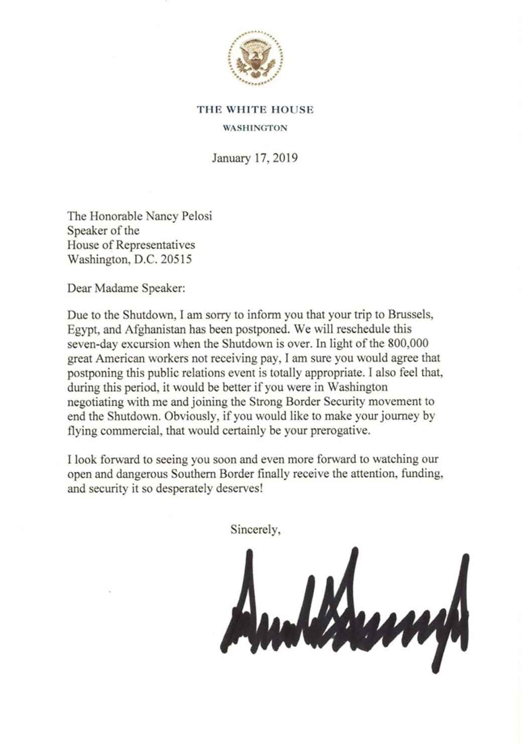 Dear Madame Speaker..