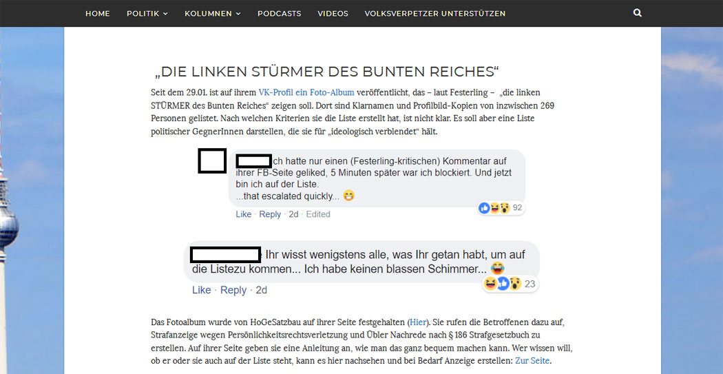 Der rote Volkssturm ist empört