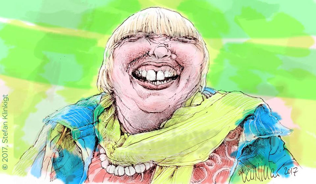 GALERIE DES GRAUENS. Frau Bundestagsvizeklabusterpräsidentin gezeichnet mit Stifttablett (digital) © by Stefan Klinkigt, 2017