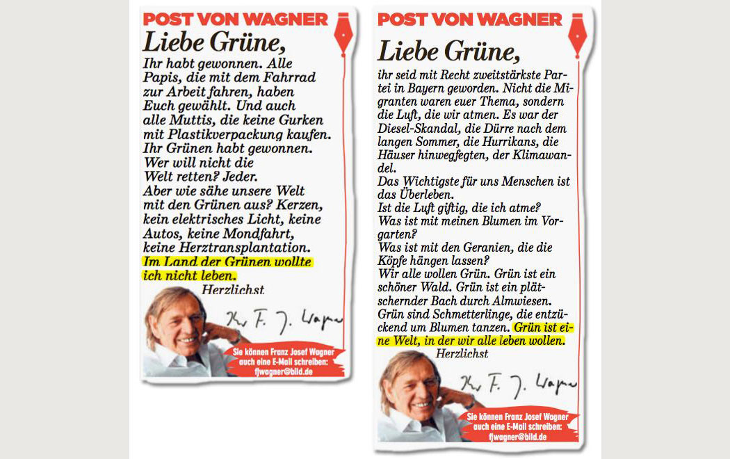 Franz Josef Wagner will gern und nicht im „Land der Grünen“ leben