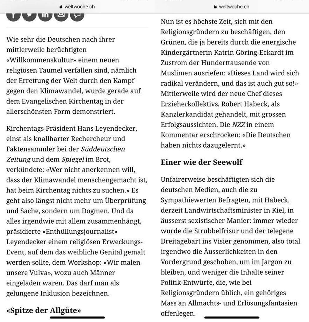 Leseprobe Habeck, Weltwoche
