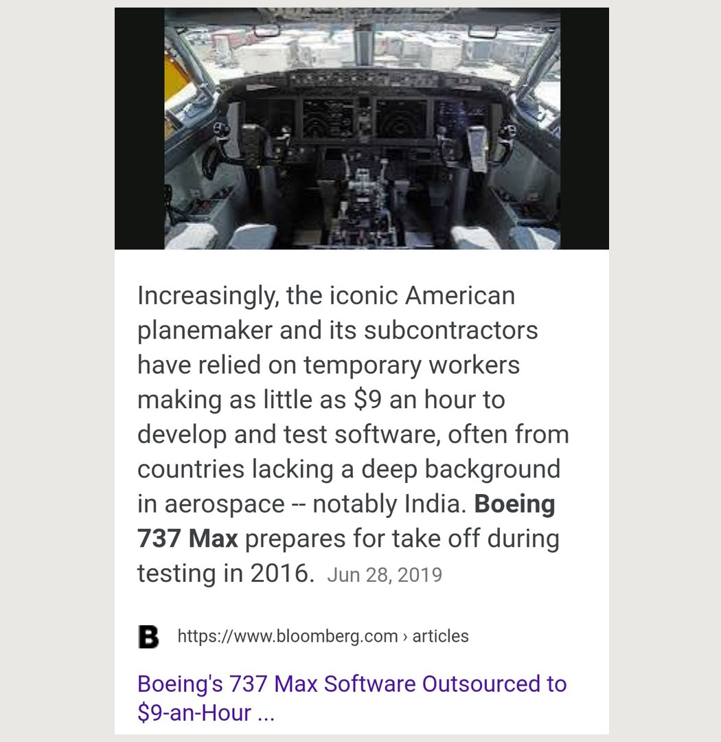 Boeing outsourced 737 Max software development and testing 