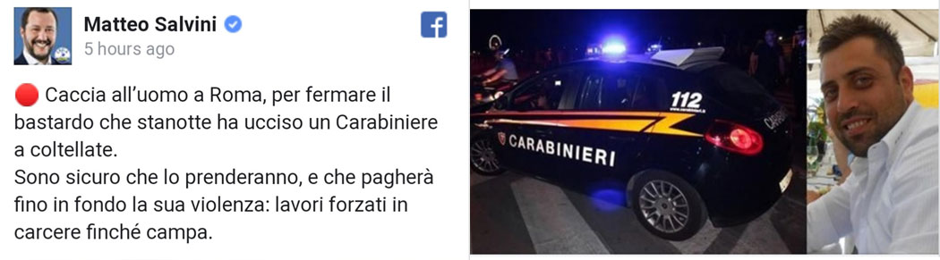 Tötung eines Polizisten erschüttert Italien