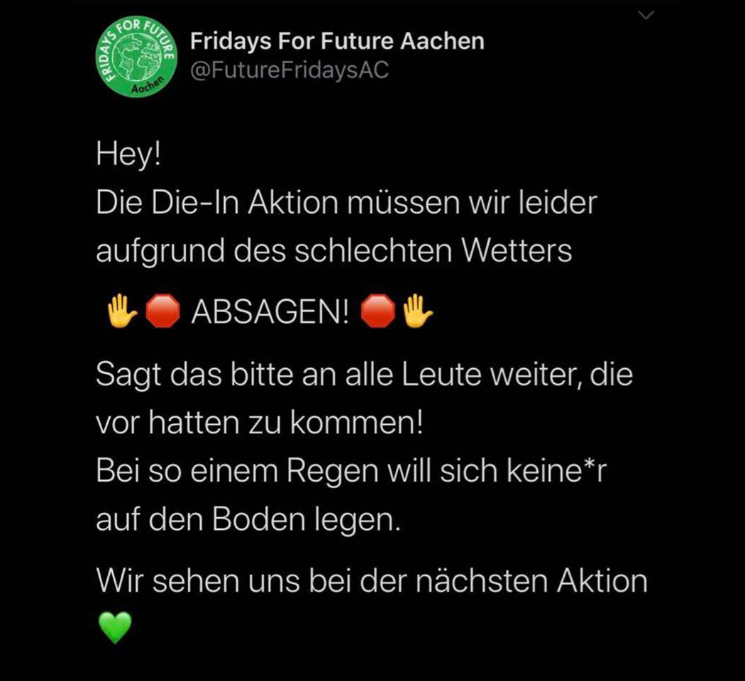 Wenn das Aussterben aufgrund schlechten Klimas aufgrund schlechten Wetters abgesagt wird