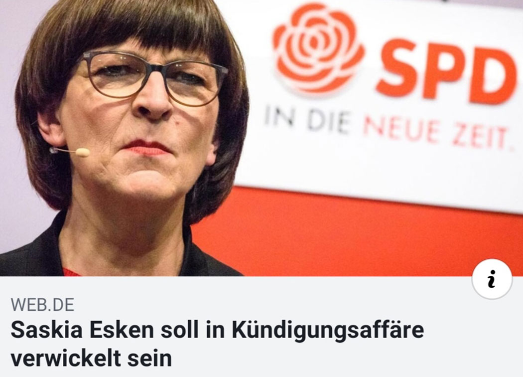 Saskia Esken in Kündigungsaffäre verwickelt