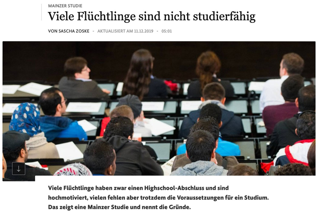 Viele Flüchtlinge sind nicht studierfähig