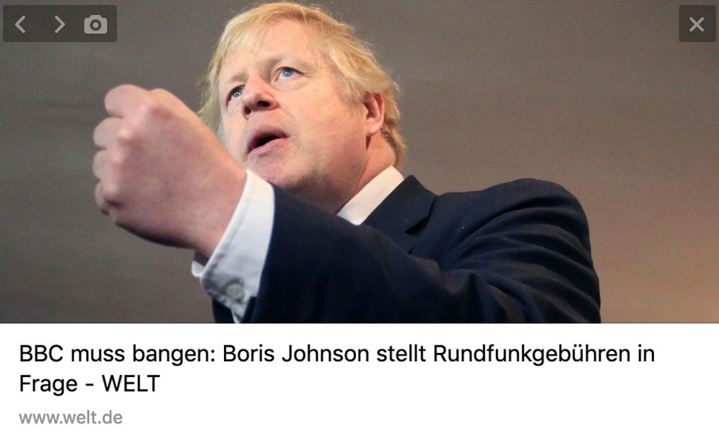 Boris Johnson stellt Rundfunkgebühren infrage