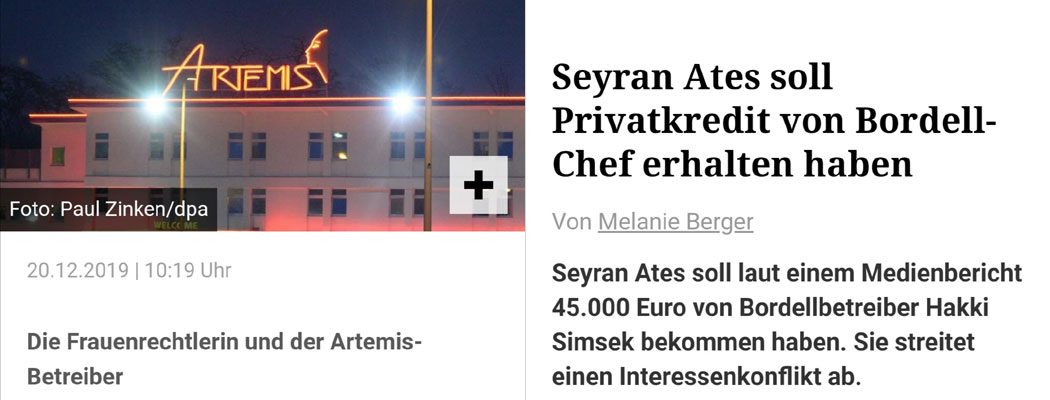 Seyran Ates soll Privatkredit von Bordell-Chef erhalten haben