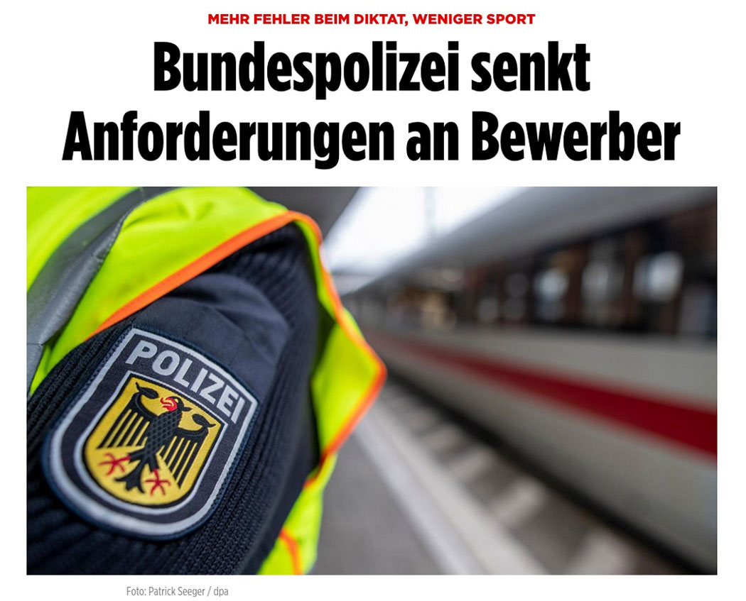 Bundespolizei senkt Anforderungen an Bewerber