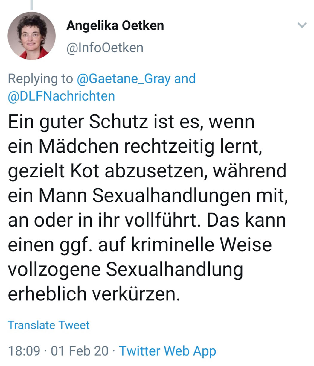 Wer bitte hat der Alten ins Hirn geschissen?