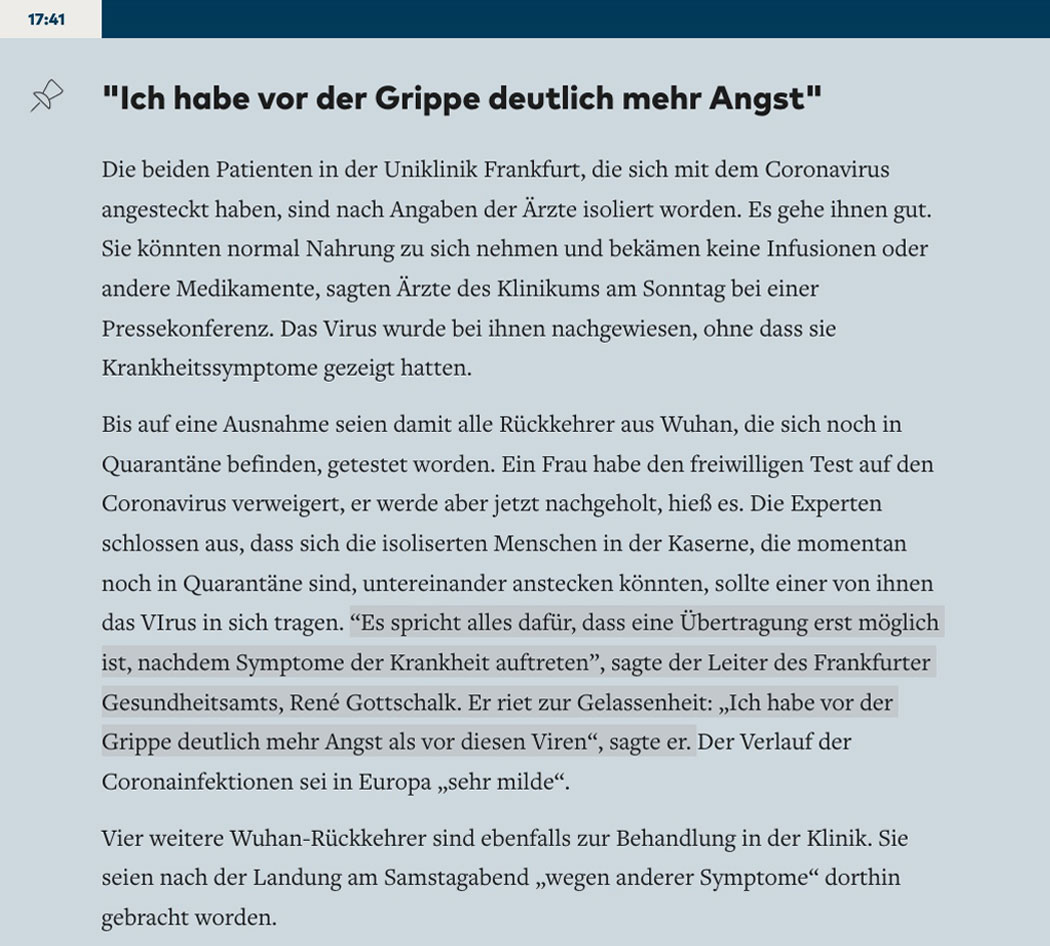 Leiter des Frankfurter Gesundheitsamts, René Gottschalk: “Ich habe vor der Grippe deutlich mehr Angst”