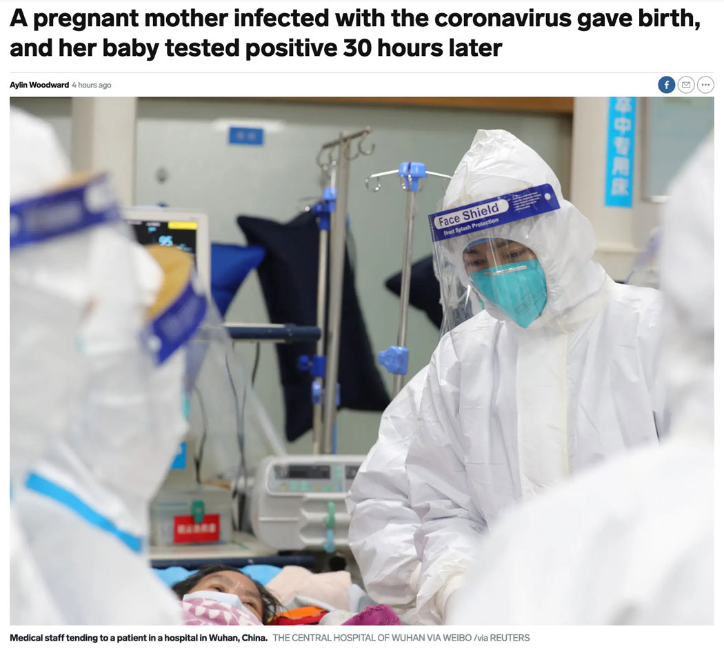 A pregnant mother infected with the coronavirus gave birth, and her baby tested positive 30 hours later