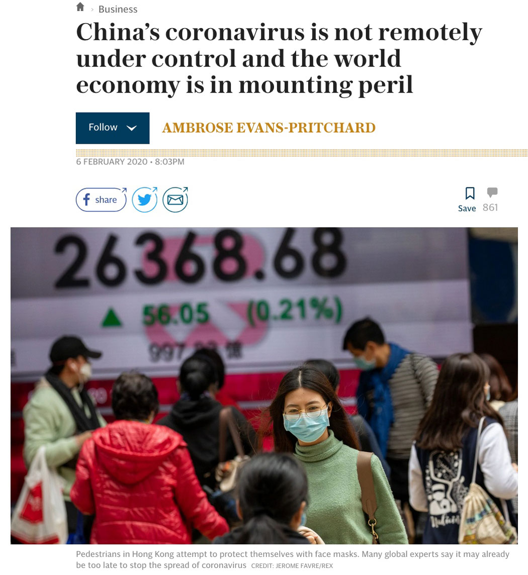 China’s coronavirus is not remotely under control and the world economy is in mounting peril