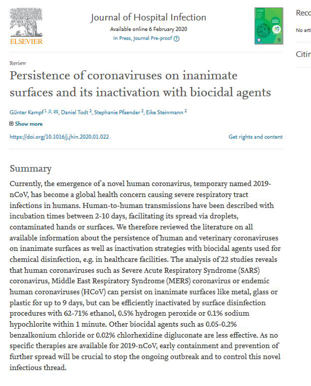 Journal of Hospital Infection