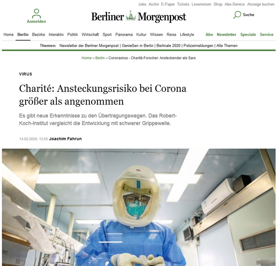Charité: Ansteckungsrisiko bei Corona größer als angenommen