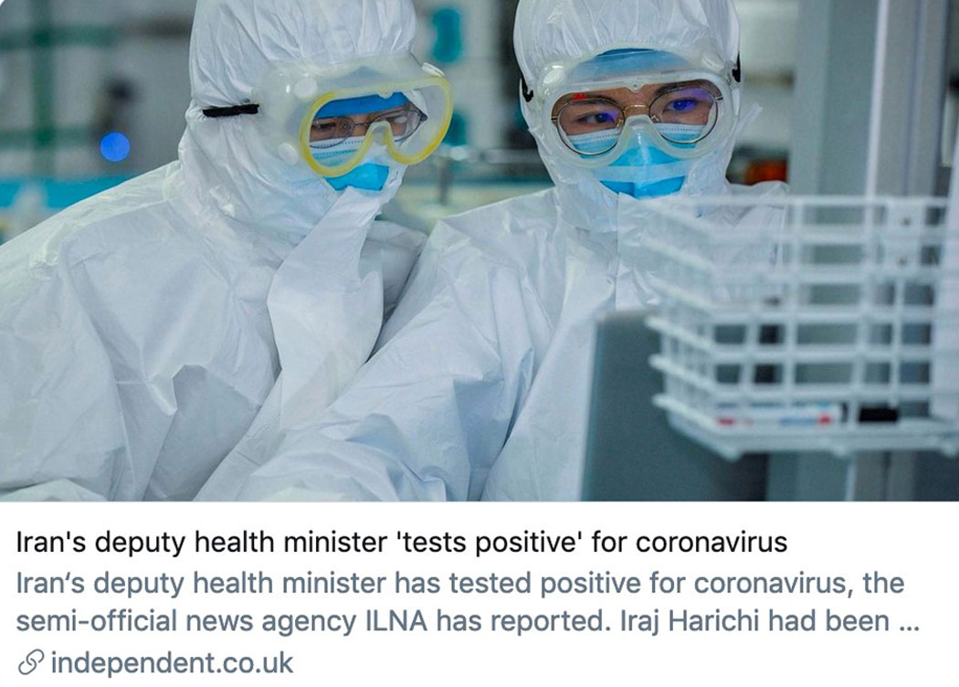 Iran’s head of counter-coronavirus task force tests positive for deadly disease